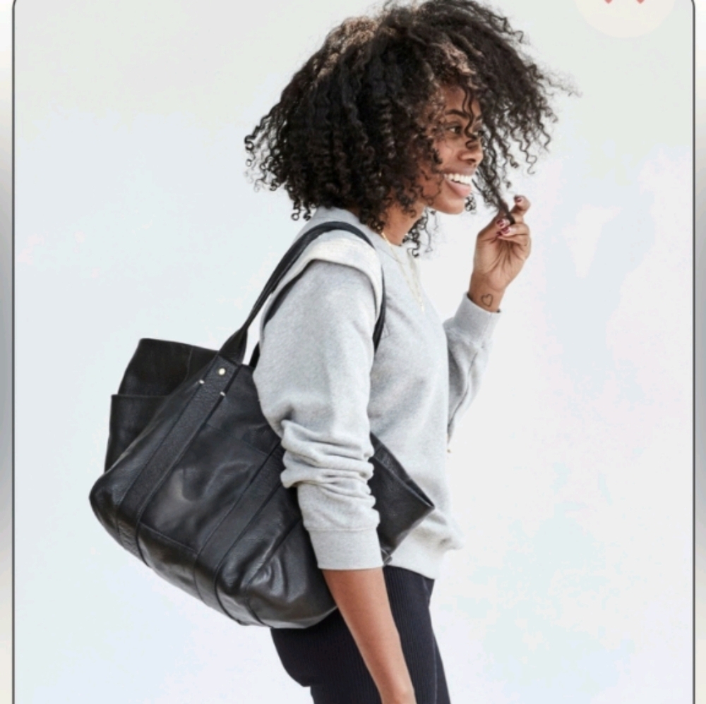 Clare V. Le box buttery soft black leather shoulder tote